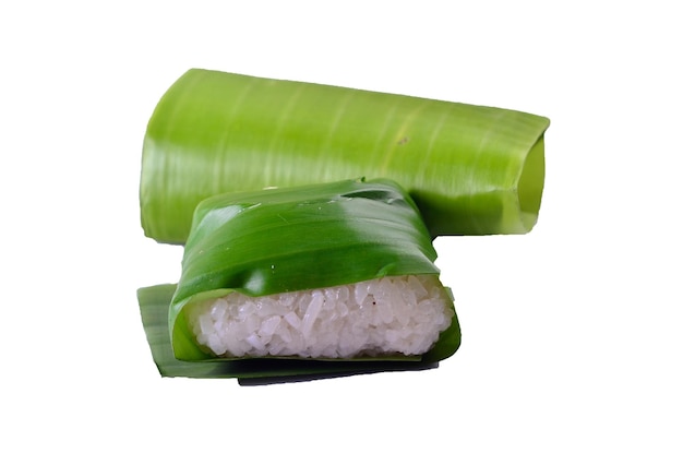 Banana leaf with a white background