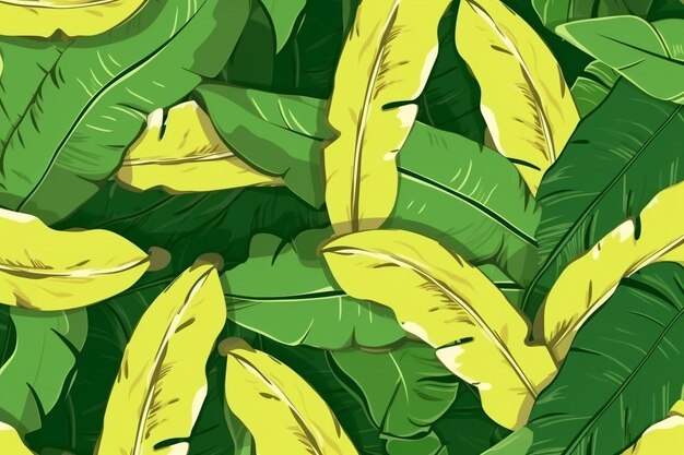 Photo banana leaves coupon seamless pattern