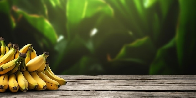 Banana organic tropical fruit copy space background generative AI