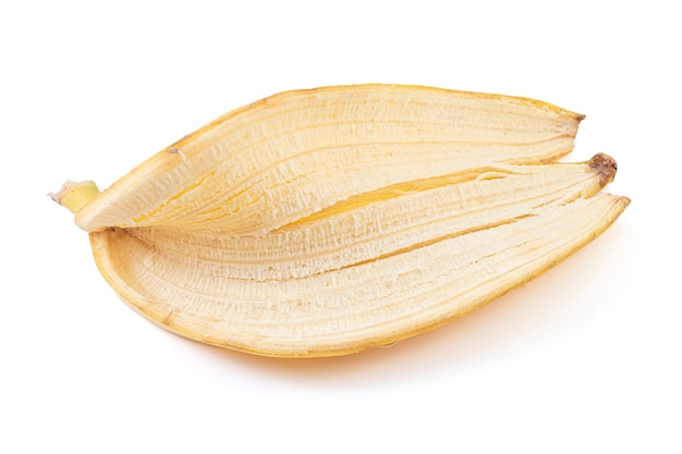 Banana peel isolated on white surface