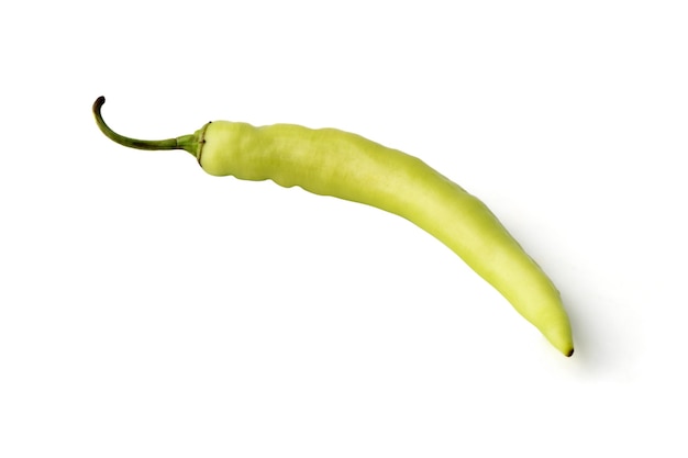 Banana Pepper isolated on a white background. (Paprika, Garden Pepper, Chili Pepper, Chili Plant, Sweet Pepper,Green pepper,Capsicum annuum L)