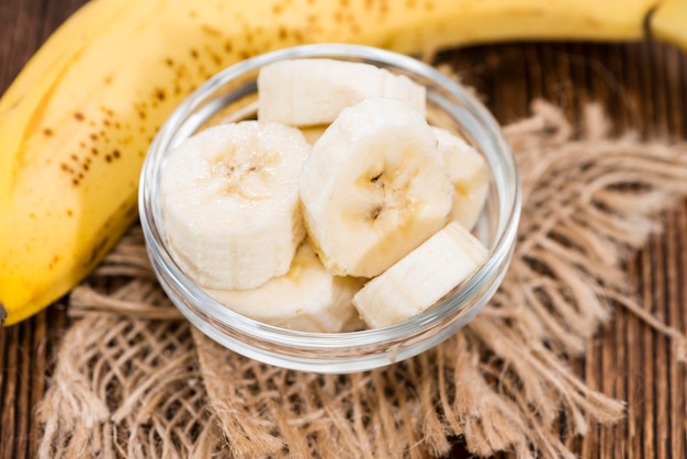 Photo banana pieces in a bowl