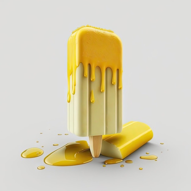 バナナ ポプシクル 孤立したビンテージ絵画 キャンディー アイスクリーム フローズン ロリポップ フルーツ 氷 抽象的 ジェネレーティブ AI イラスト
