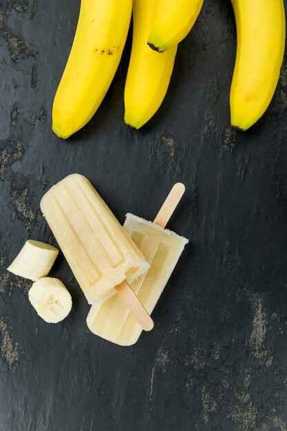 Banana Popsicles on vintage background