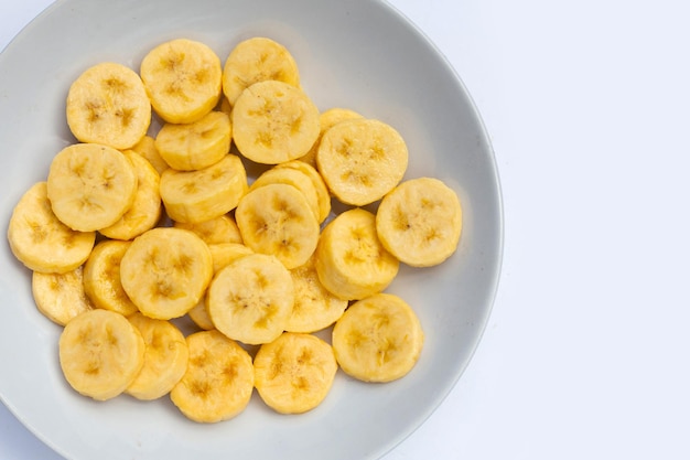 Banana slices isolated on white background