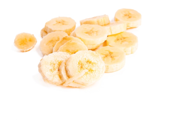 banana slices on a white background