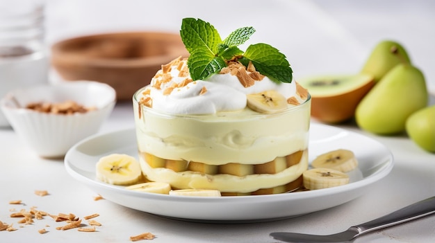 Banana Smoothie in a Bowl on a White Surface