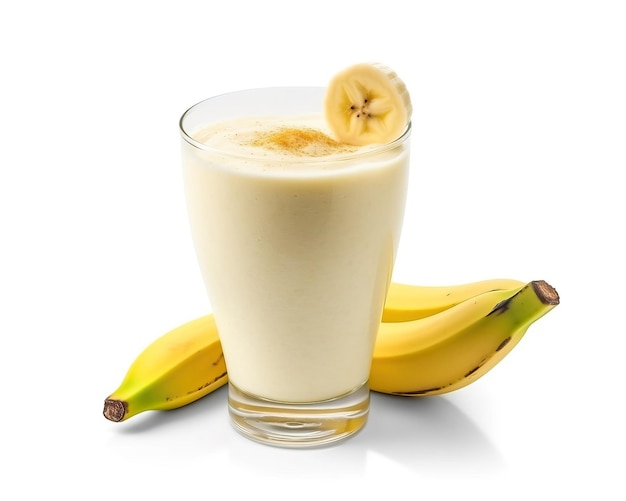 Photo banana smoothie with white background