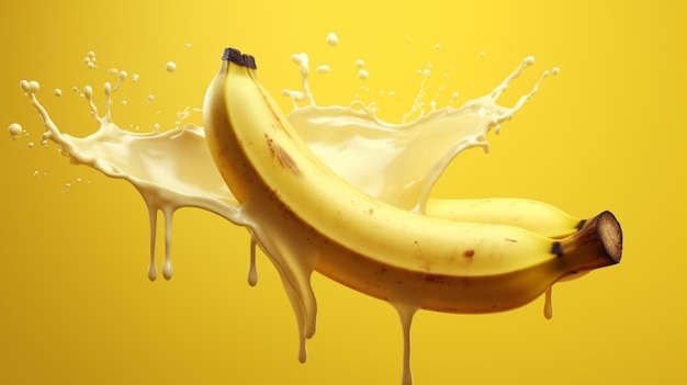 A banana and a splash of liquid are being poured into it.