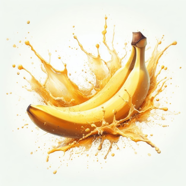 Banana splash on white