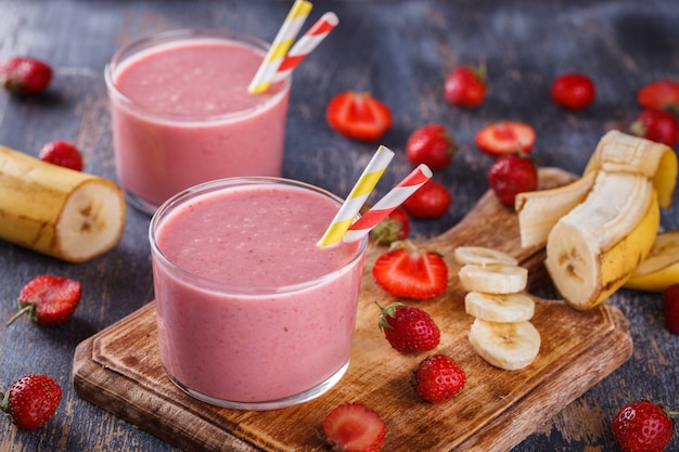 Banana-strawberry smoothie.