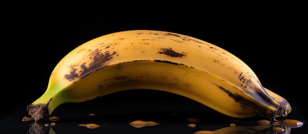 A banana that is spoiled and black can be seen on a white background It has a brown spot and is