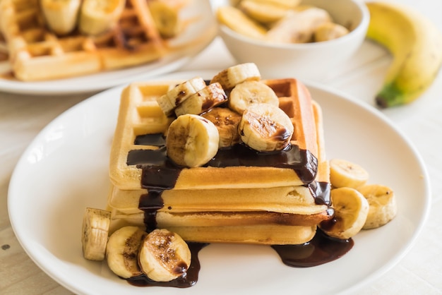 banana waffle with chocolate