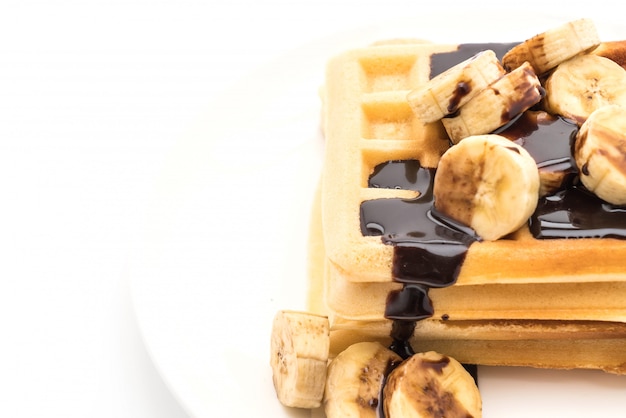 banana waffle with chocolate