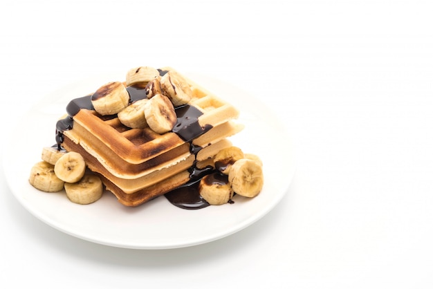 banana waffle with chocolate