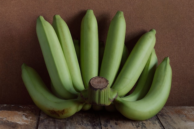 Banana on wooden floor.