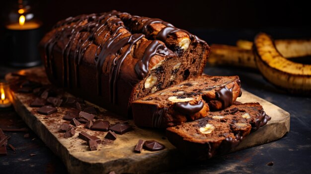 Photo bananabread with chocolate