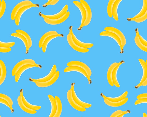 Bananas on a blue background seamless pattern