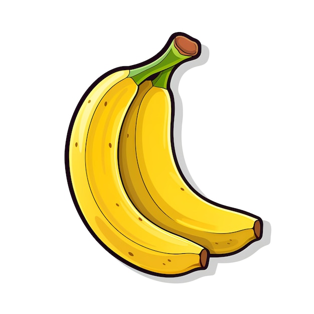 Photo bananas cartoon sticker on a white background