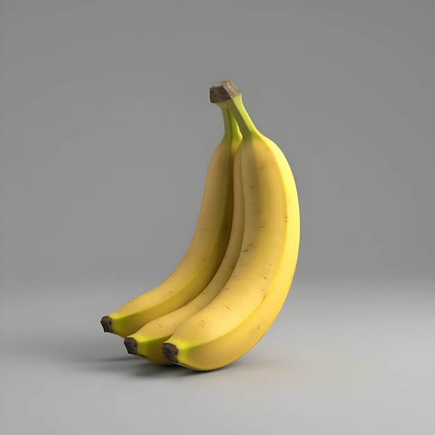 Bananas on a gray background 3d illustration Copy space