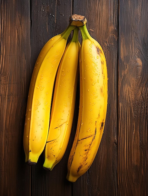 Photo bananas on a rustic wooden board