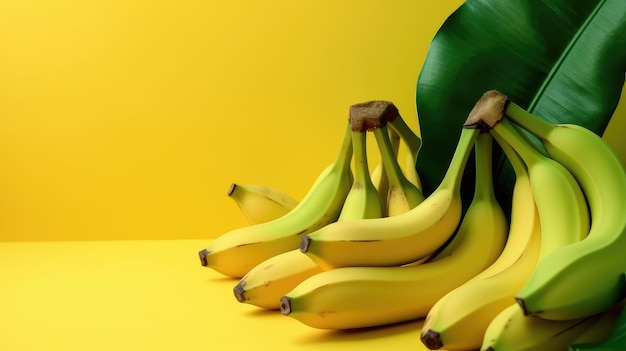 単色の背景にバナナ
