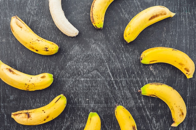 Bananas on a wooden background