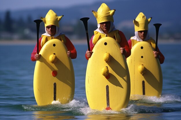 A bananathemed standup paddleboarding event