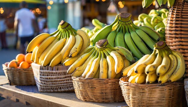 Foto bananen in manden op een plaatselijke markt