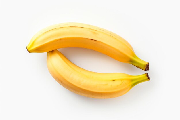 Foto bananen met een geïsoleerde witte achtergrond die de rijpe vrucht in zijn volheid benadrukt gele bananen