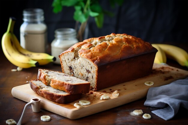 Foto bananenbrood met melk