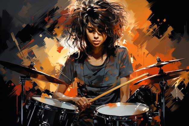 band of drums girl portrait