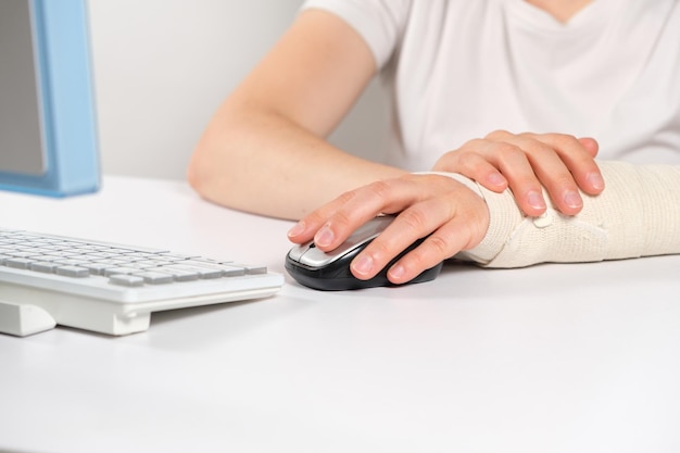 Bandage of elvstick bandage on a persons wrist