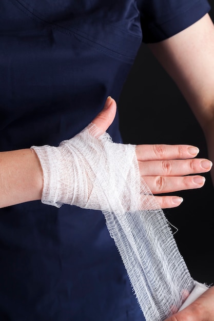 bandage in the hand