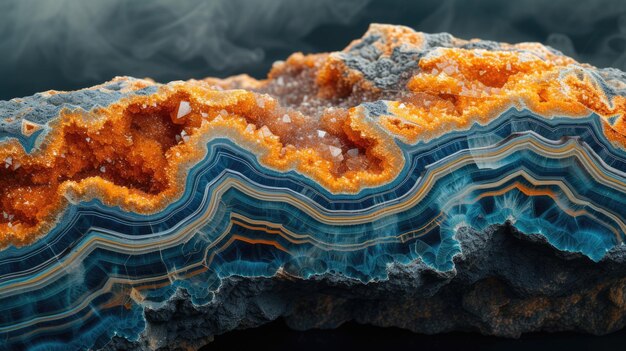 Photo banded orange and black agate stone