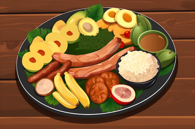 Bandeja Paisa コロンビア料理伝統的なコロンビア料理のベクトル図