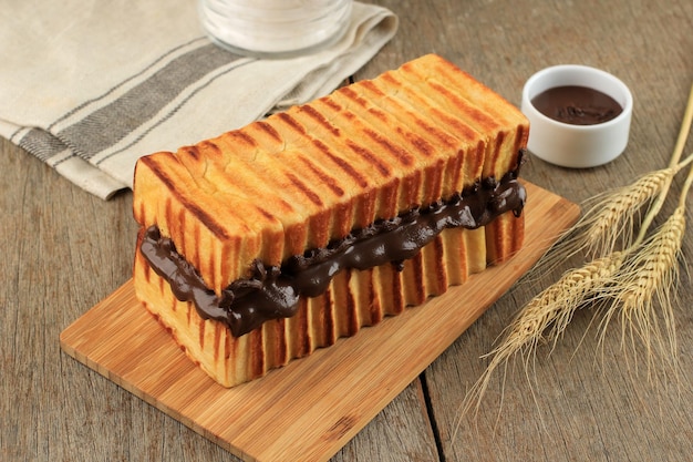 Bandung Bread Toast or Roti Bakar Bandung with Chocolate Sauce