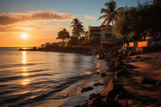 An Bang Beach in Hoi An Vietnam at sunset generative IA