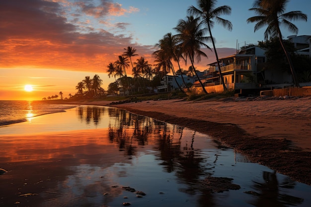 An Bang Beach in Hoi An Vietnam at sunset generative IA