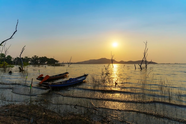 Bang Phra reservoir in twilight , Chon Buri , Thailand