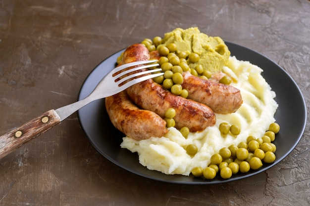 Bangers en Mash. Traditionele Britse gerechten.