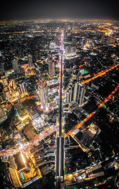 방콕 태국의 수쿰윗과 통로 지구 위의 항공 보기