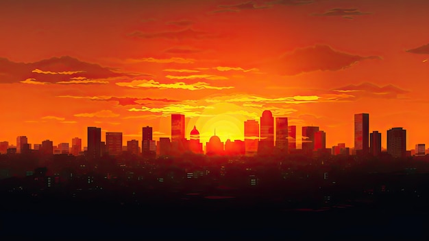Силуэт города Бангкока на фоне восходящего солнца