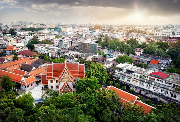 Bangkok city view from golden mountain temple