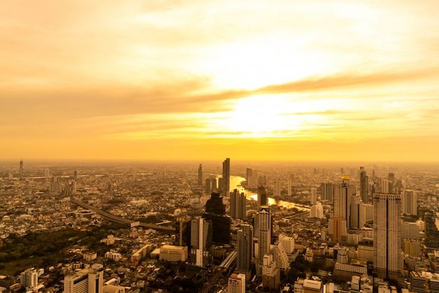 Photo bangkok cityscape with beautiful exterior of building and architecturein in thailand