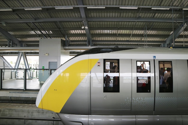 Bangkok MRT Yellow Line Monorail Ready for Departure