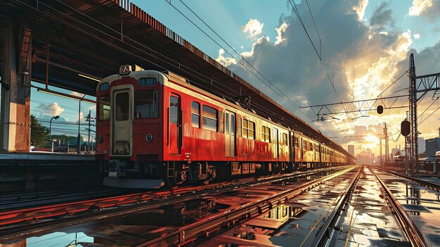 Photo bangkok skytrain stops on train tracks background banner hd