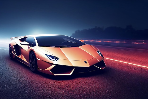 Bangkok Thailand 08082022 Lamborghini luxury super car for fast sports on premium lighting background 3D illustration