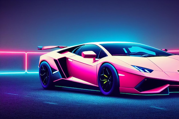 Bangkok Thailand 08082022 Lamborghini luxury super car for fast sports on premium lighting background 3D illustration