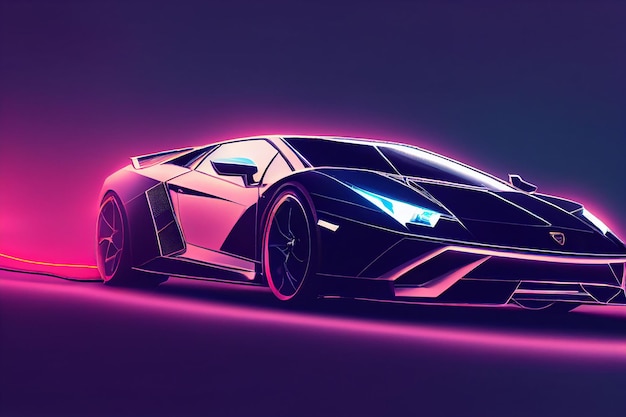バンコク タイ 08082022 プレミアム照明背景 3 d イラストの高速スポーツのランボルギーニ高級スーパーカー